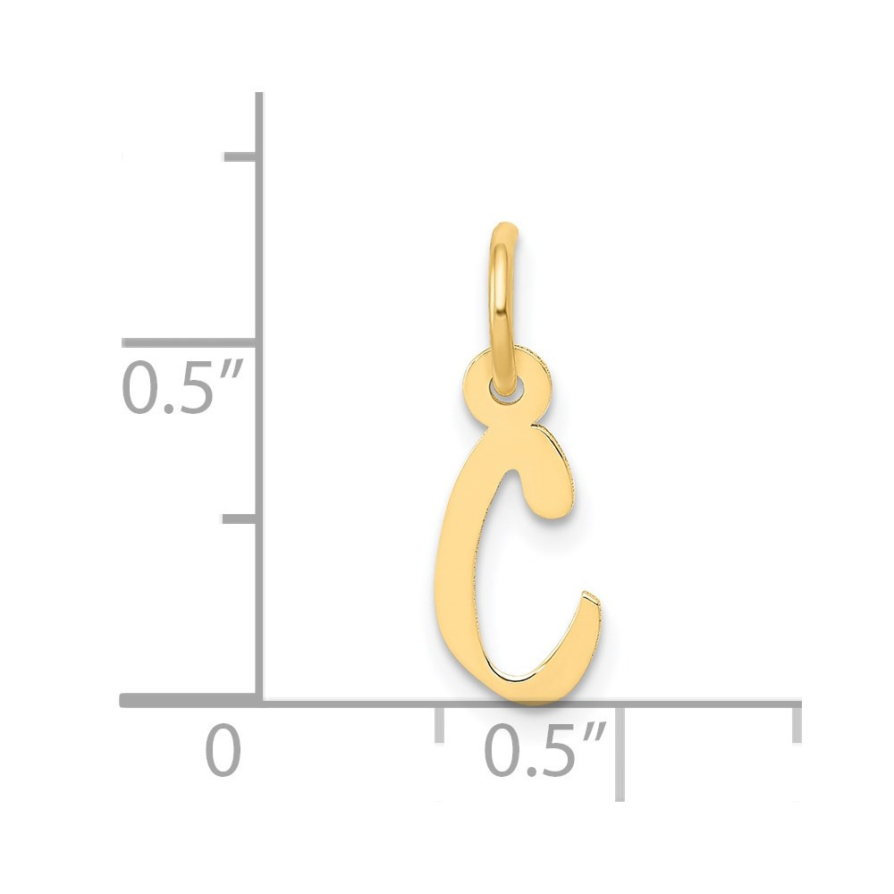 14K Yellow Gold Small Slanted Block Initial Letter C Charm Pendant - (B13-320)
